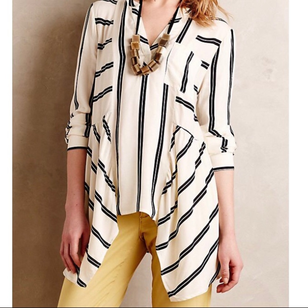 Anthropologie | Maeve Long Sleeve Blue Top Size 4 - Picture 4 of 4